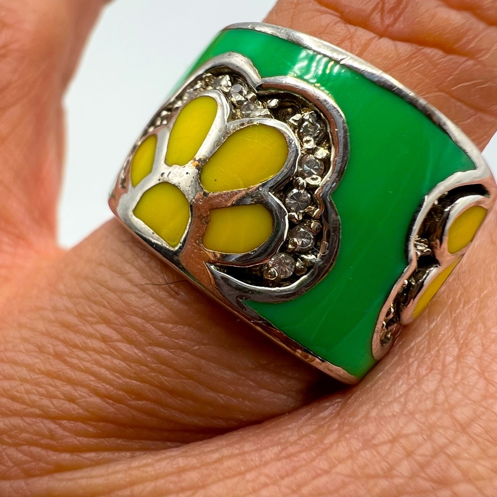 RM 925 Sterling Silver Women’s Flower Ring One Of A Kind .3 Oz Untended Stones